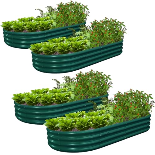 4 Pack 6x3x1FT Galvanized Raised Garden Bed Large Metal Planter Box Kit Elevated Raised Garden Planters for Outdoor Plants (4 Count)