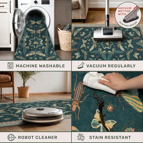Washable Teal Round Rug 6ft (28.27 Sq Ft)