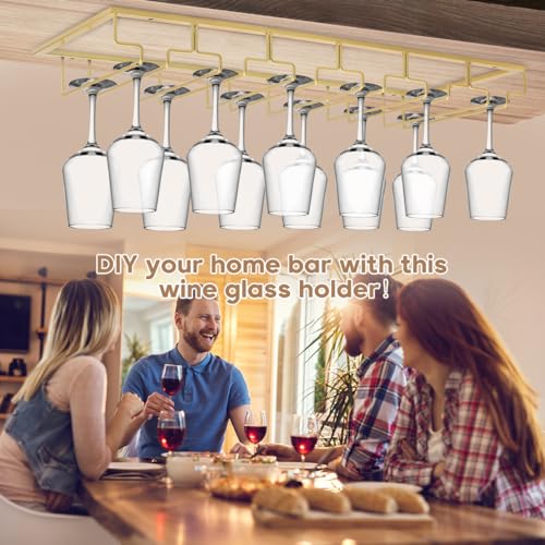 6 Row Wine Glass Rack Under Cabinet Large Capacity