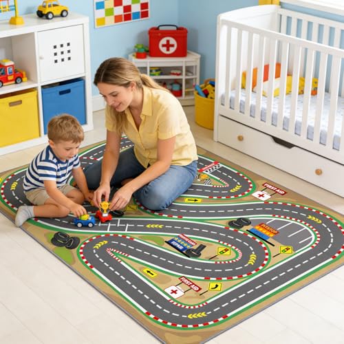Kids Rug Playmat City Life Playroom Rug Activity Mat for Kids Toy Car Kids Carpet for Playroom Living Room