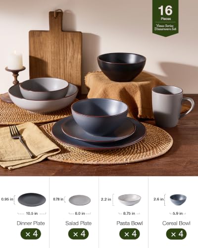 Venus Stoneware Dinnerware Sets with Pasta Bowls (16 Count)