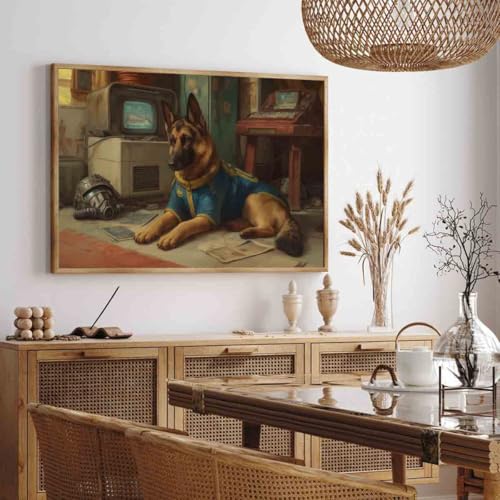 German Shepherd Poster Animal Portrait Wall Art Vintage Animals Wall Art Cute Dog Poster Funny Dog Paintings German Shepherd Poster Modern Abstract Living Room Decor 16x24inch No Frame