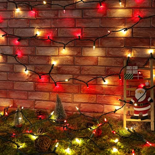 Red & Warm White Christmas Lights Connectable (100 Count)
