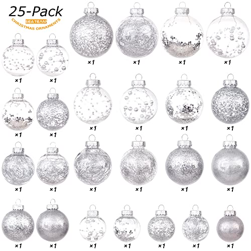 25 Pack Assorted Clear Christmas Ball Ornaments (25 Count)
