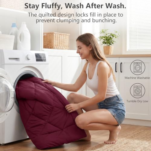 Twin XL Comforter Set 68"x88" Burgundy