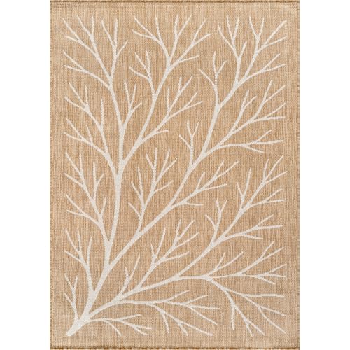 Washable Indoor Outdoor Rug 8x10 Modern Area Rugs Branch Pattern Non Shedding Waterproof Easy Clean Patio Deck Porch Living Room Bedroom Garden RV (80 Sq Ft)
