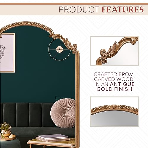 English Estate Carved Arch Wood Wall Mirror