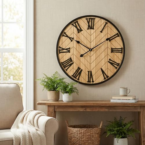 24 Inch Large Wall Clock Farmhouse Style