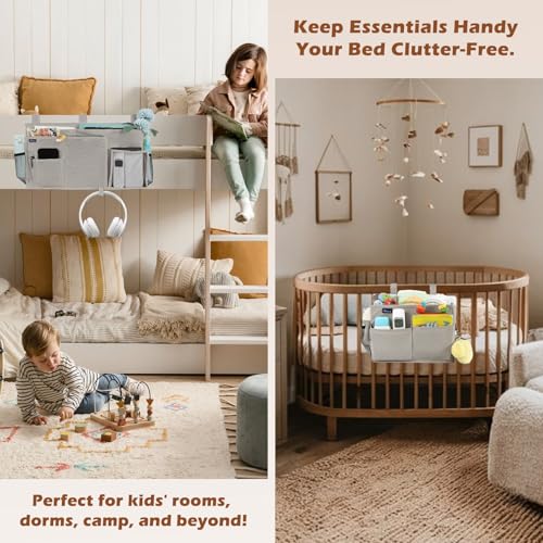 Bedside Caddy Bunk Bed Storage Organizer Hanging Pockets for College Dorm Rooms (2 Count)
