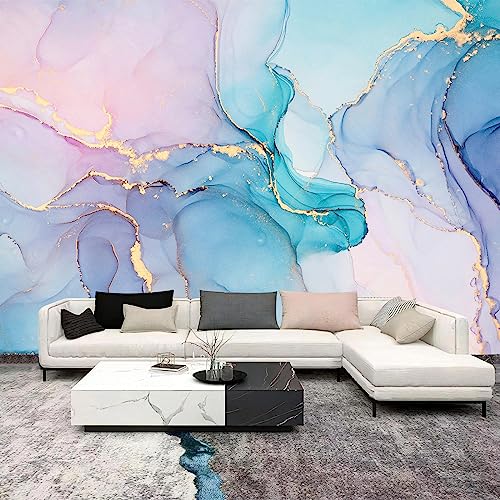 Pink and Blue Marble Abstract Wallpaper Mural for Girl Bedroom (99.33 Sq Ft)