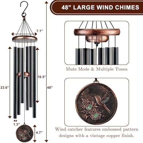 Large 48" Hummingbird Wind Chimes
