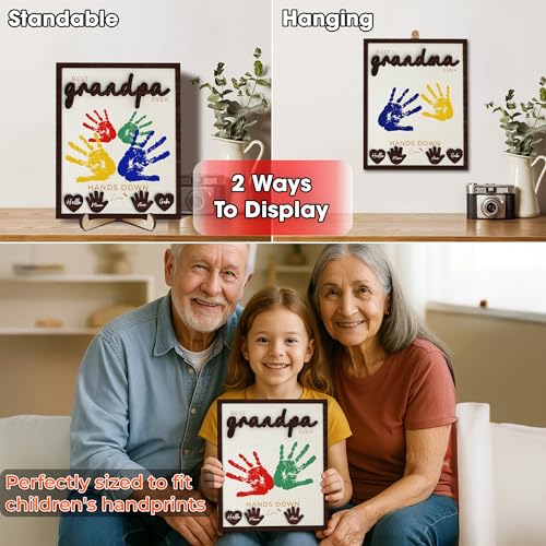 10" Hands Down Best Grandpa Ever DIY Handprint Kids Gifts Frame with Paints