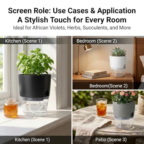 6 Inch Self Watering Pots for Indoor Plants African Violet Pots (3 Count)