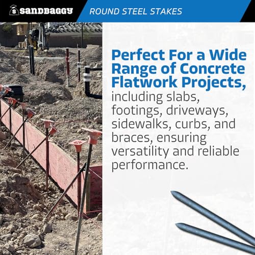 24" Round Steel Concrete Form Stakes with Nail Holes