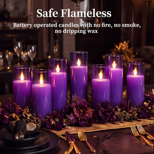 Purple Flameless LED Pillar Candles (9 Count)
