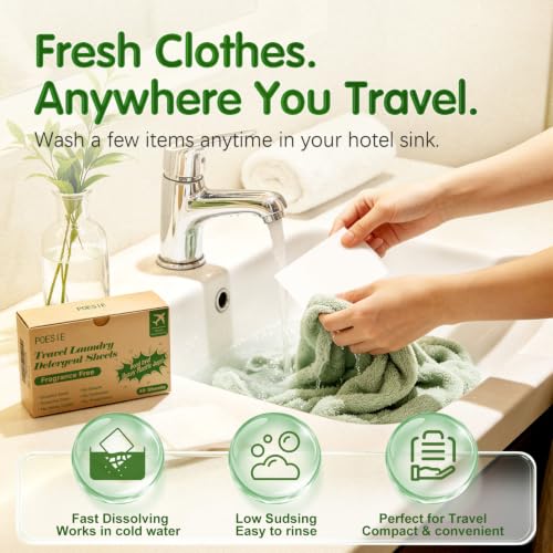 Laundry Detergent Sheets for Travel Fragrance Free 120 Count