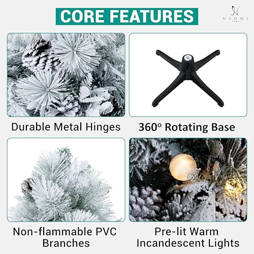 Darla 4.5ft Snow Flocked Rotating Christmas Tree with Star Projector