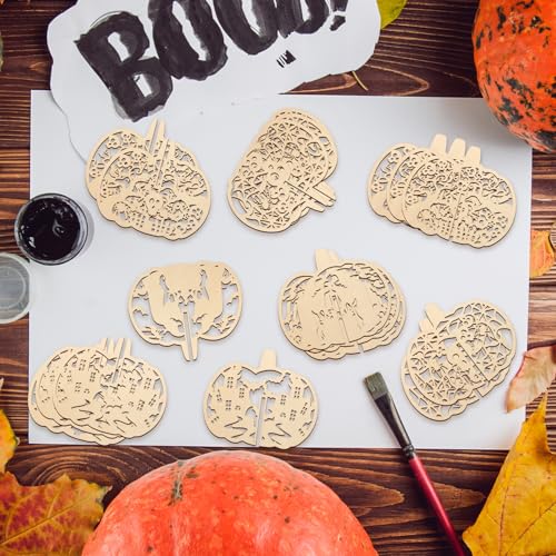DIY 3D Halloween Pumpkin Wood Crafts to Paint for Kids Adults (24 Count)