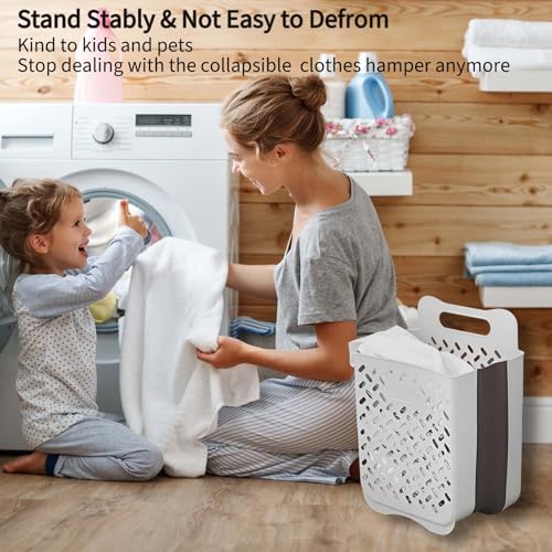 Plastic Collapsible Hanging Laundry Baskets with Carry Handle (2 Count)