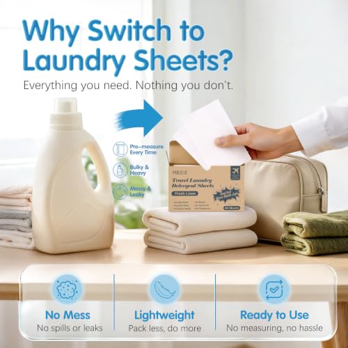 Travel Laundry Detergent Sheets Fresh Linen Scent 120 Sheets (120 Count)