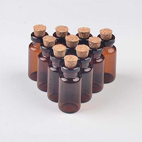 12units 2ml Glass Amber Vials with Cork Empty Small Brown Tiny Glass Jars (12 Count)