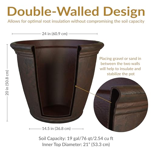 Sunnydaze Anjelica 24'' Large Plastic Planter Pot for Plants