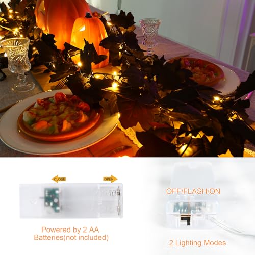 2 Pack 5.7FT Halloween Garlands with Yellow Lights (5.7 Foot)