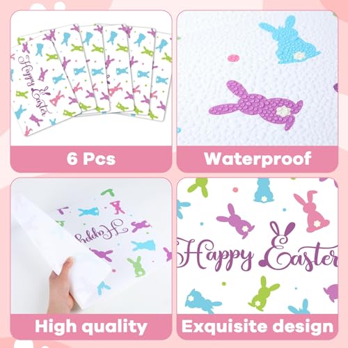 Easter Placemats Set of 6 Rabbit Eggs Plastic Table Mat 17×13×0.04in (6 Count)