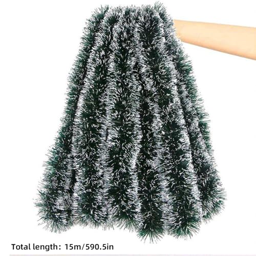 50 FT 15M Long Dark White Artificial Christmas Tinsel Garland Decorations DIY for Xmas Tree (4 Foot)