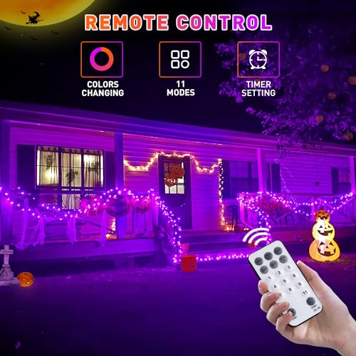 66ft 200 LED Orange and Purple Halloween Lights Plug in (66 Foot)