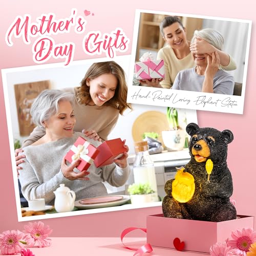 Solar Garden Decor Cute Bear Statues Outdoor