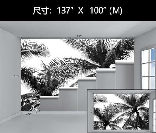 Black Palm Tree Tropical Wallpaper Mural Peel and Stick for Bedroom