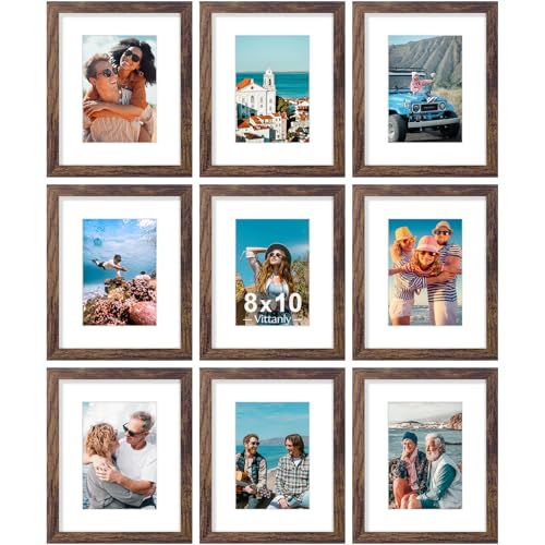8x10 Picture Frames Set of 9 for Wall or Tabletop Display (9 Count)