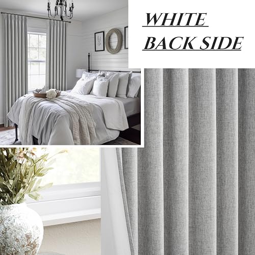 Gray Pinch Pleated 96 Inch Curtains 2 Panel Set for Living Room (2 Count)