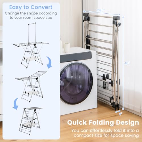 Foldable Clothes Drying Rack with 6