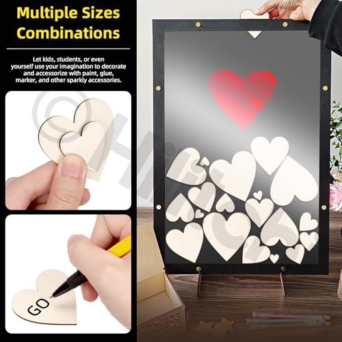 300Pcs 5Sizes Unfinished Wooden Hearts Wood Hearts Craft Unfinished Wooden Hearts Ornanents Wooden Hearts Shape Blank Wood Ornaments Cutout Blank Wood for DIY Art Crafts Home Decorations (300 Count)