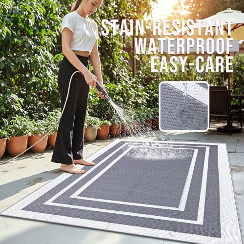 Outdoor Rug 4x6 ft Waterproof Reversible Mat