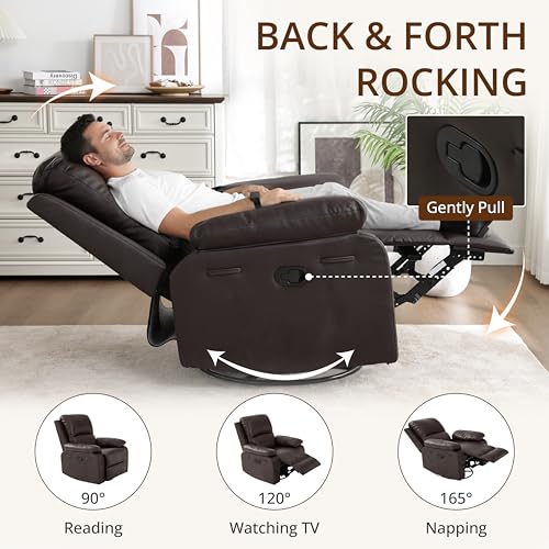 360° Swivel Rocking Leather Recliner Chair Set of 2 (2 Count)