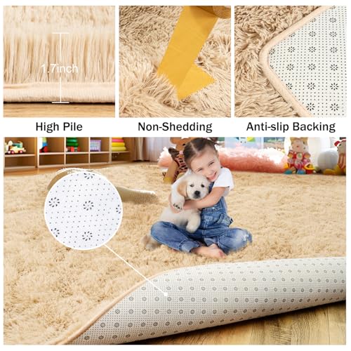Fluffy Rug for Living Room Bedroom Soft Modern Shaggy Fuzzy Kids for Living Room