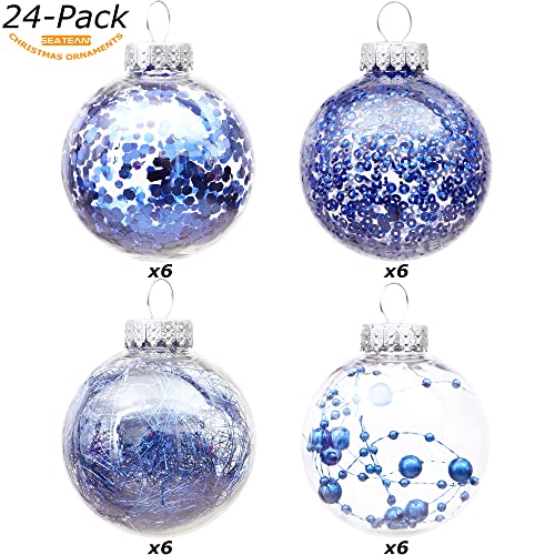 24 Pack Clear Christmas Ball Ornaments with Fillers (24 Count)