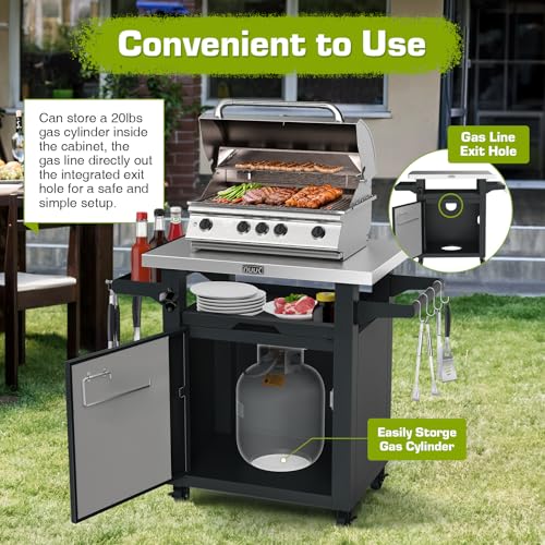 Grill Table with Storage Cabinet