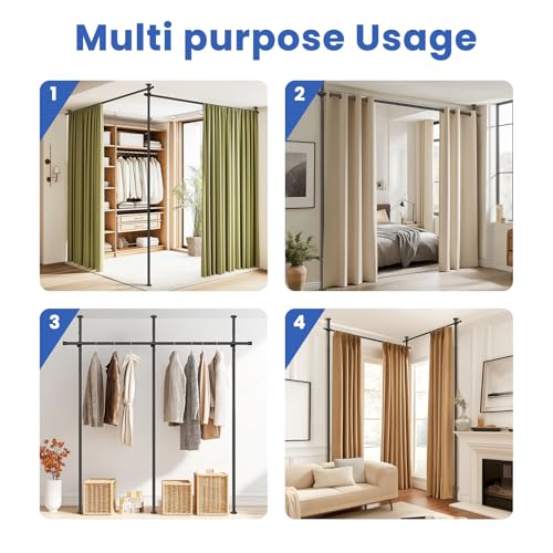 Room Divider No Drill Tension Curtain Rods Wall Divider for Room Separation