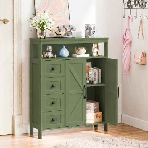 Farmhouse Storage Cabinet with 2 Doors and 4 Drawers