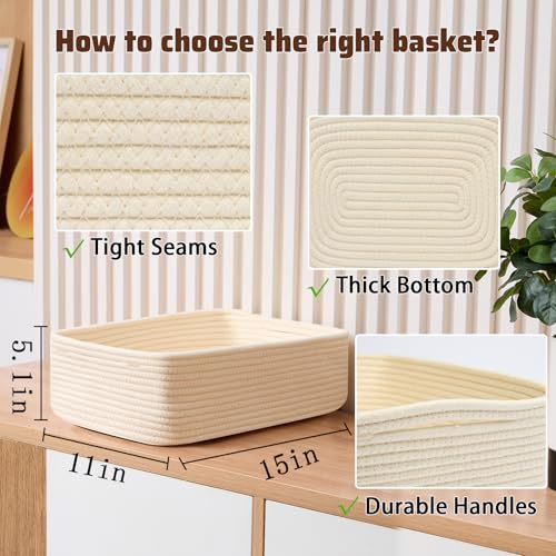 Large Shallow Organizing Baskets 15x11x5.1 Inches (4 Count)