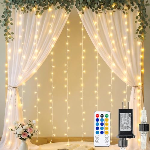 6.6FT x 6.6FT Warm White Curtain Lights Plug in