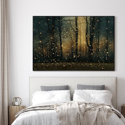 46"x72" Extra Large Framed Wall Art Magical Firefly Forest at Twilight