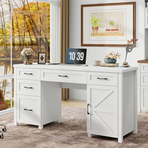 Farmhouse 61'' Executive Desk with 5 Drawers