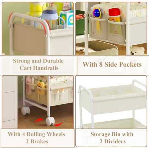 3 Tier Baby Diaper Caddy Cart Organizer