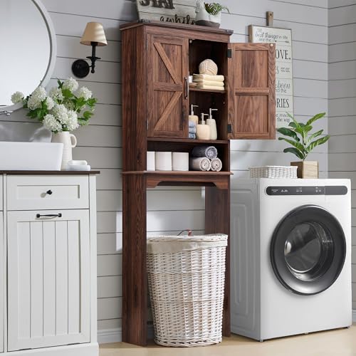 67" Tall Farmhouse Over The Toilet Storage Bathroom Cabinet