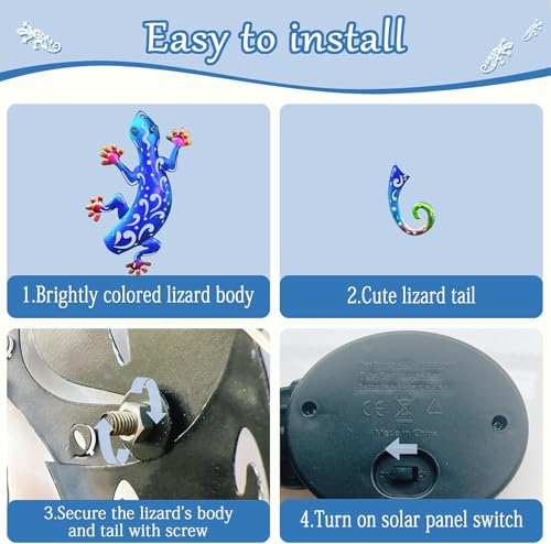 Solar LED Light Lizard Outside Wall Garden Decorations for Yard Pendant